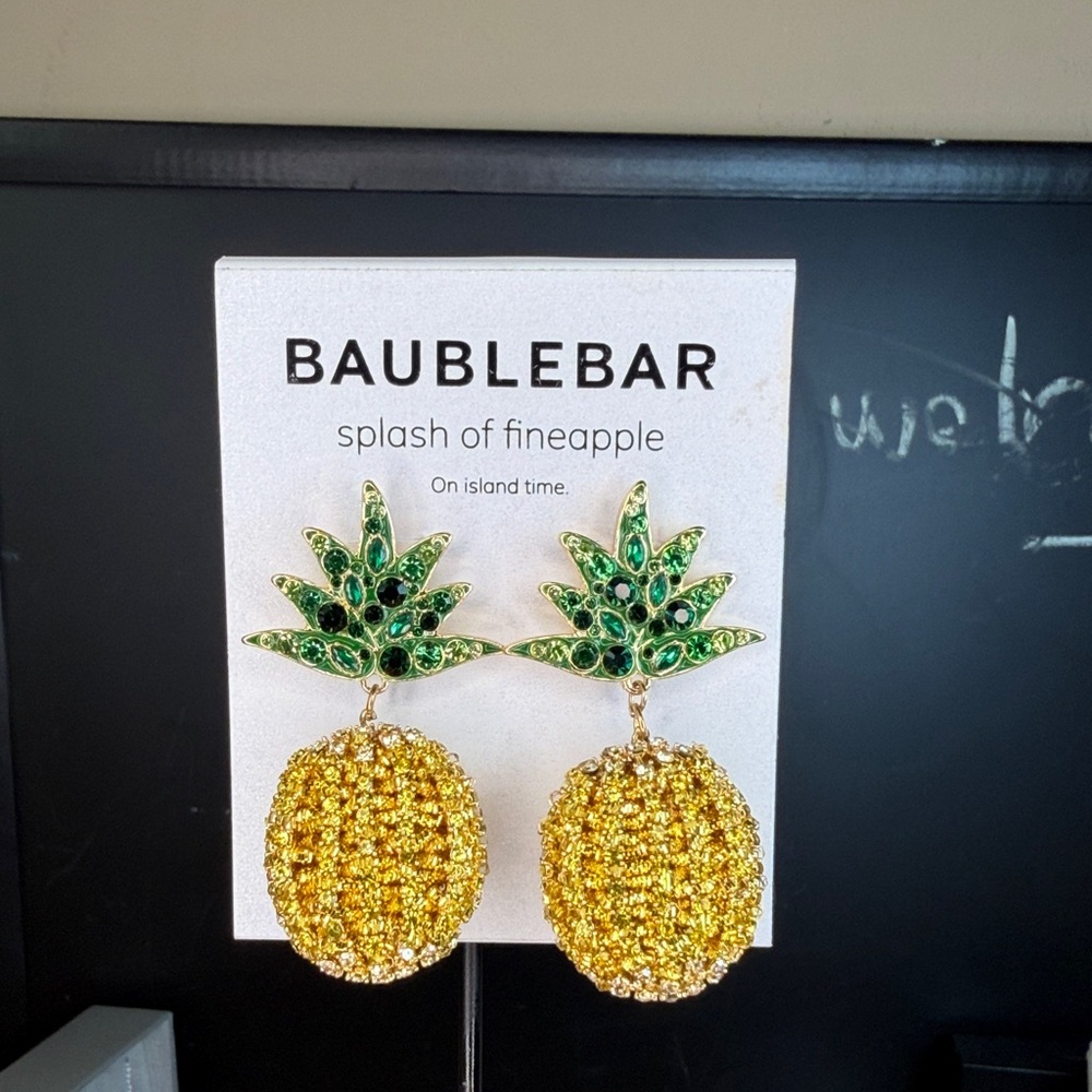 BaubleBar Tropical Pineapple Earrings - Green and Gold